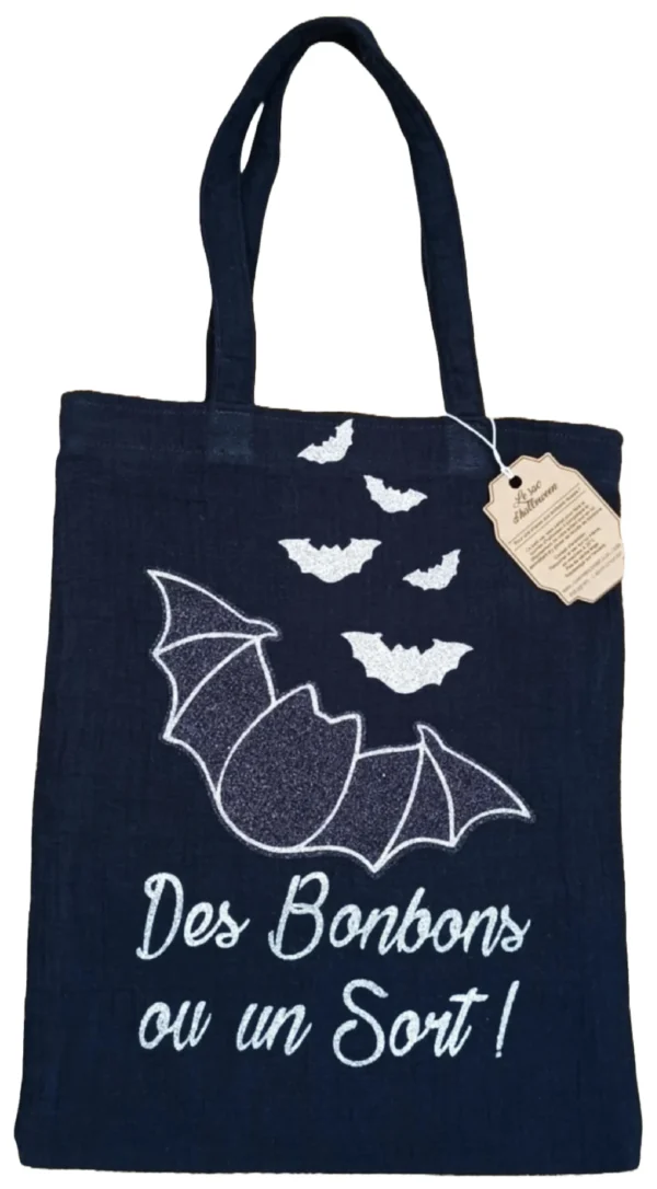 sac à bonbons halloween chauve-souris pailleté